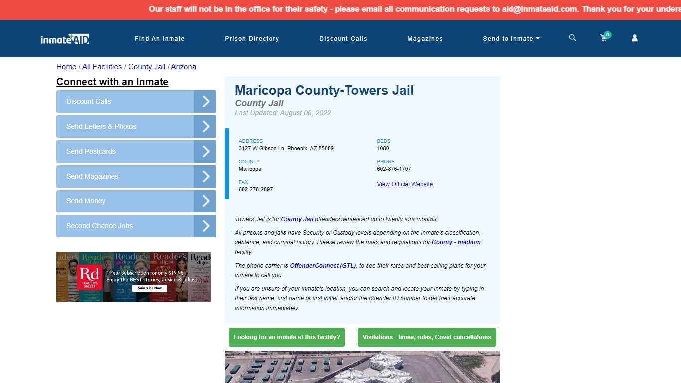 Maricopa County-Towers Jail - Inmate Locator - Phoenix, AZ