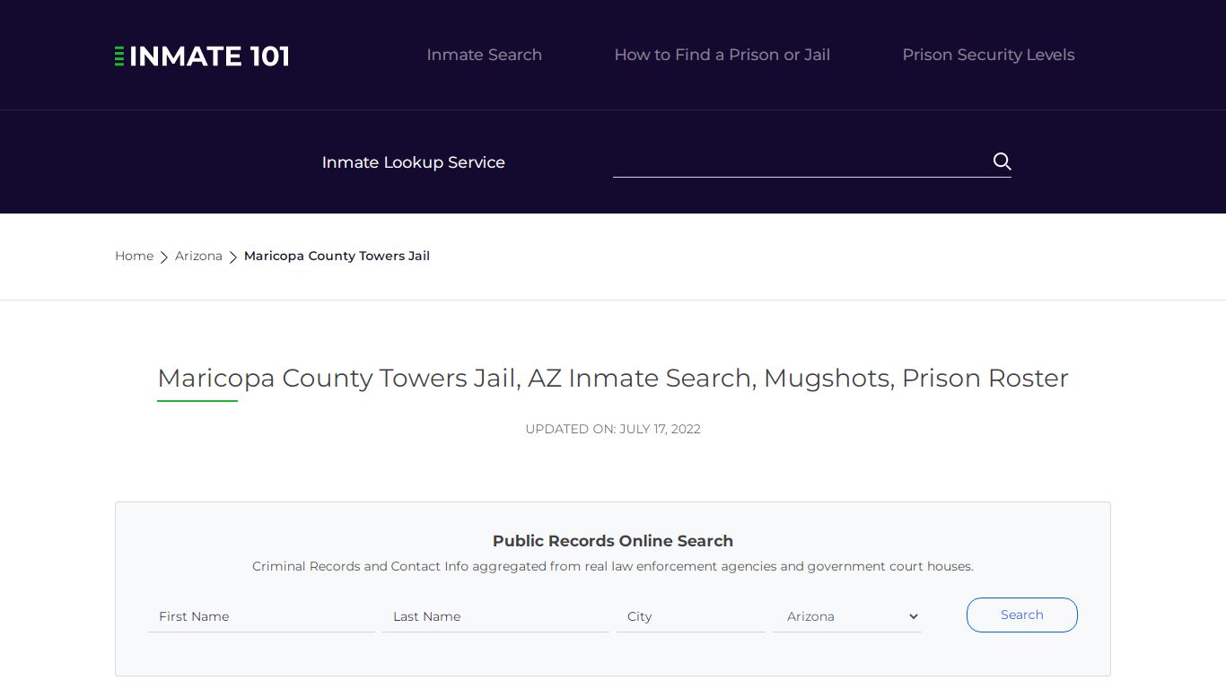 Maricopa County Towers Jail, AZ Inmate Search, Mugshots ...