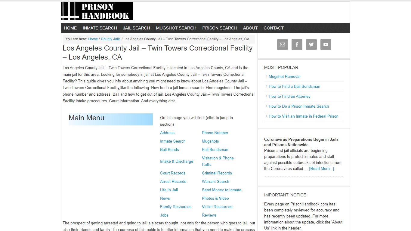 Los Angeles County Jail – Twin Towers Correctional ...